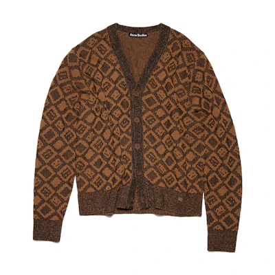 Acne Studios FW23 Plaid V-Neck Button-Up Long Sleeve Sweater Unisex Brown FA-UX-KNIT000081