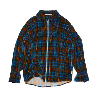 Acne Studios FW23 Plaid Zip-Up Loose Fit Long Sleeve Shirt Men Multicolor BB0546-BHN
