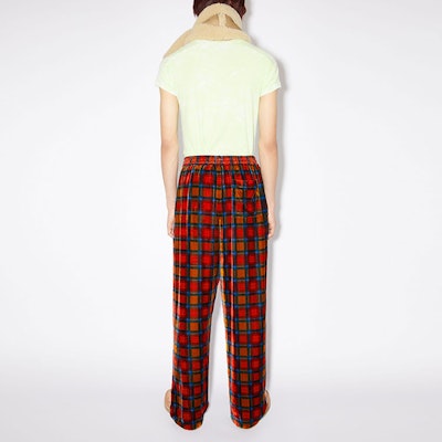 Acne Studios FW23 Red Plaid Elastic Waist Relaxed Trousers BK0561-ACK Shop Acne Studios FW23 Red Plaid Elastic Waist Relaxed Trousers BK0561-ACK