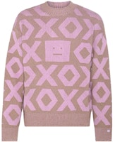 Acne Studios FW23 Sweater Unisex Pink Smiley Face Geometric Wool Knit. C60074-DFS Order Acne Studios FW23 Sweater Unisex Pink Smiley Face Geometric Wool Knit. C60074-DFS