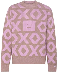 Acne Studios FW23 笑臉幾何羊毛針織毛衣中性款 - 粉紅色 C60074-DFS Order Acne Studios FW23 笑臉幾何羊毛針織毛衣中性款 - 粉紅色 C60074-DFS