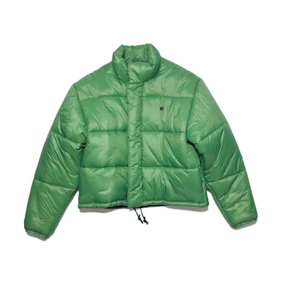 Acne Studios FW23 Smiley Face Patch Zip-Up Cotton Jacket Unisex Mist Green. C90141-ABB