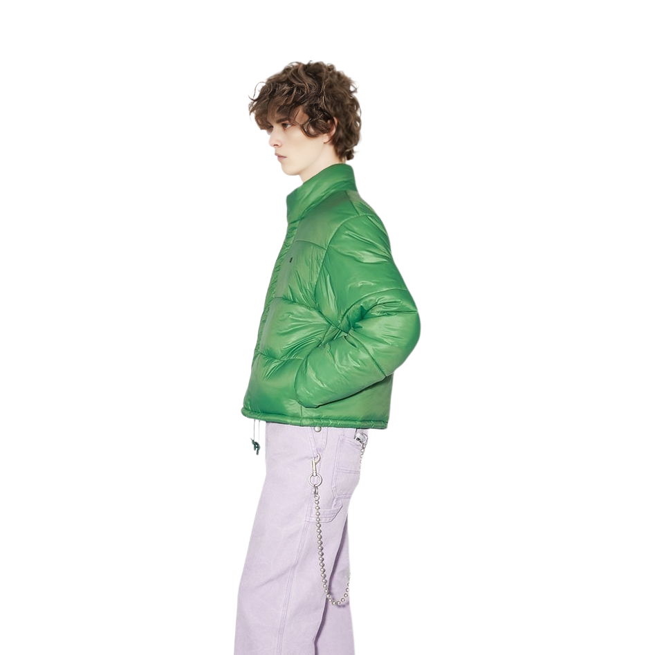 Lookbook Acne Studios FW23 Smiley Face Patch Zip-Up Cotton Jacket Unisex Mist Green. C90141-ABB