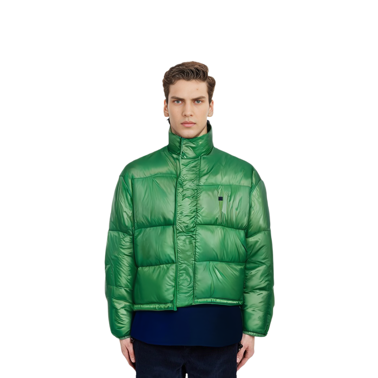 Shop Acne Studios FW23 Smiley Face Patch Zip-Up Cotton Jacket Unisex Mist Green. C90141-ABB