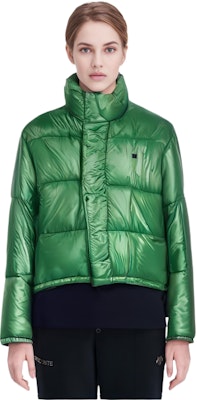 Acne Studios FW23 Smiley Face Patch Zip-Up Cotton Jacket Unisex Mist Green. C90141-ABB Details for Acne Studios FW23 Smiley Face Patch Zip-Up Cotton Jacket Unisex Mist Green. C90141-ABB
