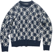 Acne Studios FW23 Smiley Jacquard Wool Blend Unisex Sweater - Blue. C60081-DKG Acne Studios FW23 Smiley Jacquard Wool Blend Unisex Sweater - Blue. C60081-DKG