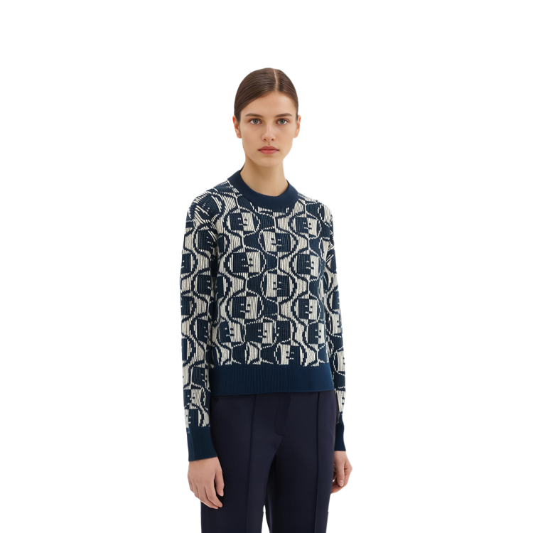 Sizing アクネ ストゥディオズ FW23 スマイリー ジャカード ウール混 ユニセックス セーター - ブルー C60081-DKG