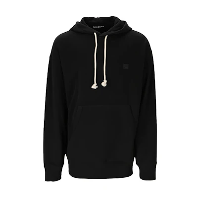 Acne Studios FW23 Unisex Black Crewneck Cotton Face Emblem Hoodie Sweatshirt. CI0079-900