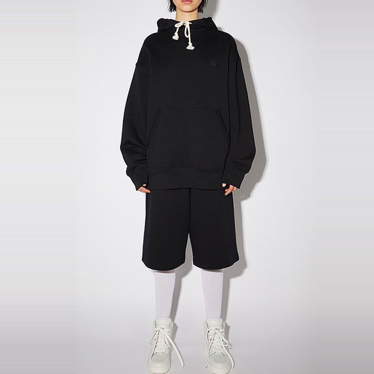 Acne Studios FW23 Unisex Black Crewneck Cotton Face Emblem Hoodie Sweatshirt. CI0079-900 圖 3
