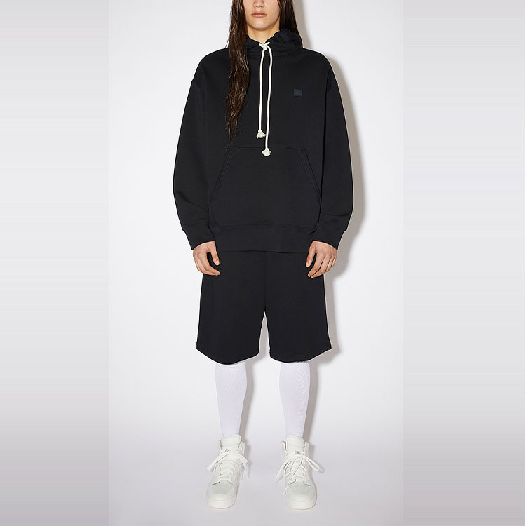 Acne Studios FW23 Unisex Black Crewneck Cotton Face Emblem Hoodie Sweatshirt. CI0079-900 圖 4