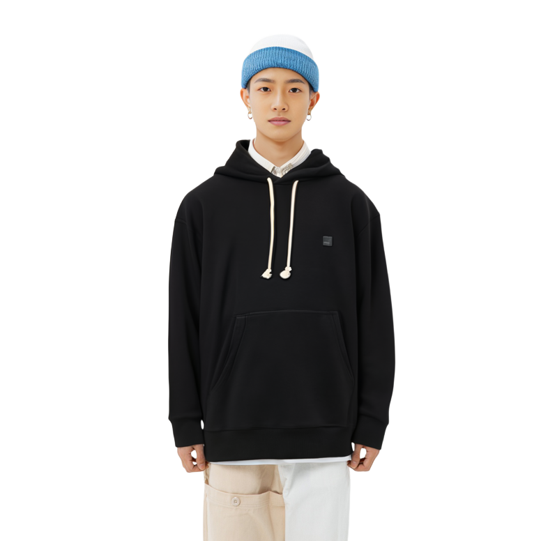 Acne Studios FW23 Unisex Black Crewneck Cotton Face Emblem Hoodie Sweatshirt. CI0079-900 圖 7
