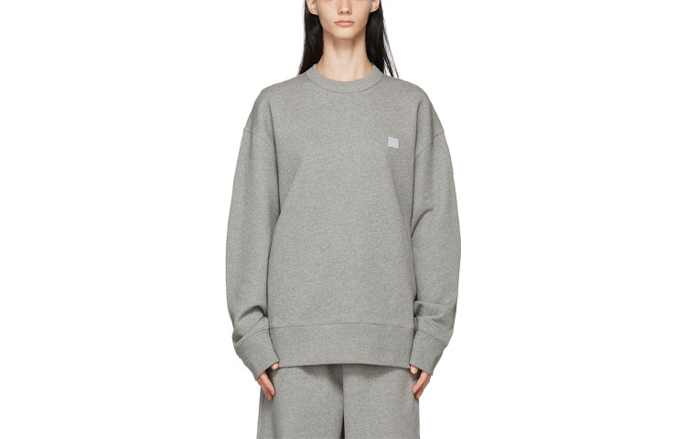 Order Acne Studios FW23男女同款灰色笑脸印花宽松长袖卫衣 CI0072-X92