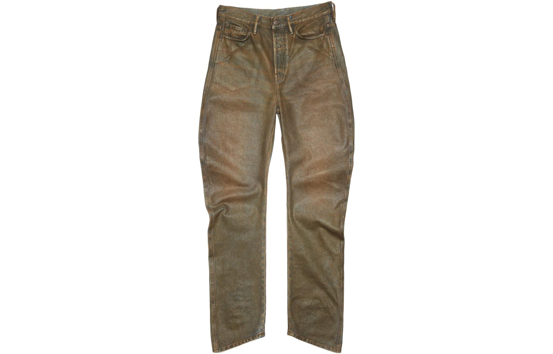 Acne Studios FW23 Unisex Loose Coated Denim Distressed Jeans Beige. A00408-BUF