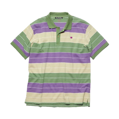 Acne Studios FW23 Unisex Purple Colorblock Stripe Polo Shirt. CL0253-AMI