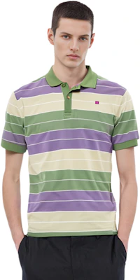 Acne Studios 秋冬2023男女同款紫色拼接条纹POLO衫. CL0253-AMI Lookbook Acne Studios 秋冬2023男女同款紫色拼接条纹POLO衫. CL0253-AMI