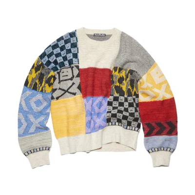 Acne Studios FW23 Unisex Smile Face Colorblock Knit Sweater Multicolor. C60085-CU5