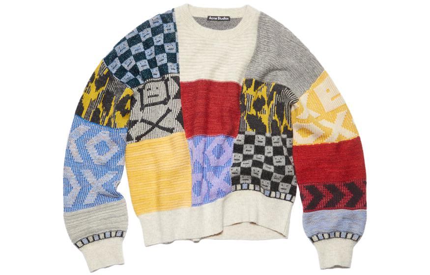Order Acne Studios FW23 Unisex Smile Face Colorblock Knit Sweater Multicolor. C60085-CU5