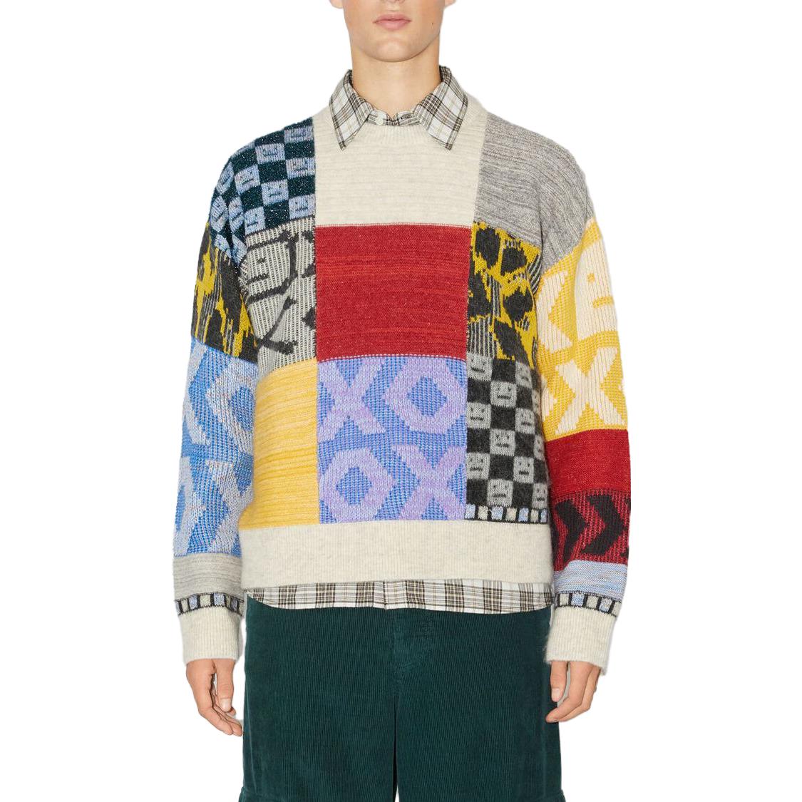 Lookbook Acne Studios FW23 Unisex Smile Face Colorblock Knit Sweater Multicolor. C60085-CU5