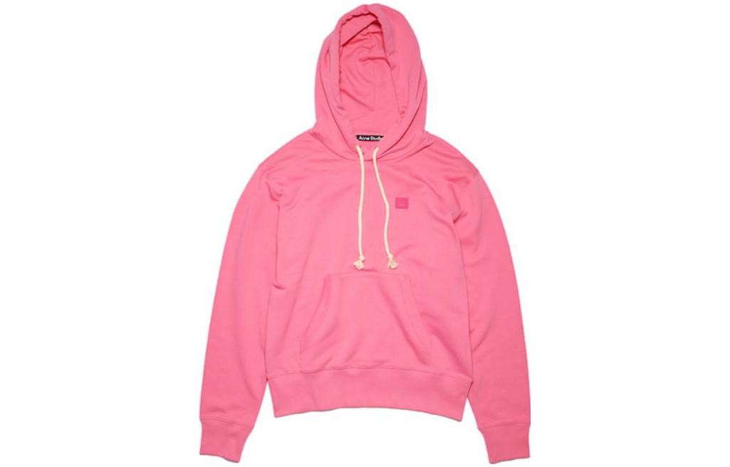 Acne Studios FW23 Unisex Smiley Hoodie Pullover in Bright Pink. CI0119-PINK