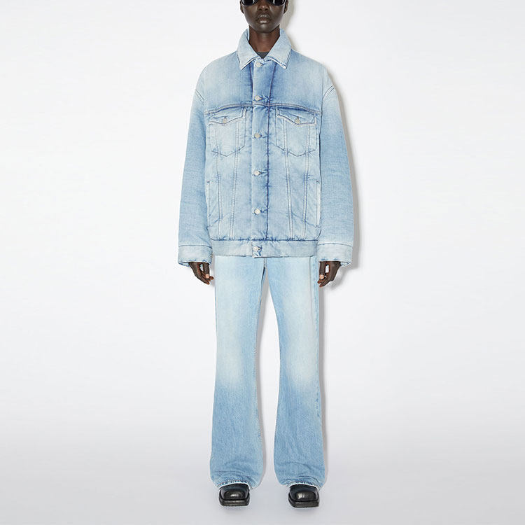 Lookbook Acne Studios FW23 Washed Denim Jacket with Chest Pocket Unisex - Light Blue. C90151-228