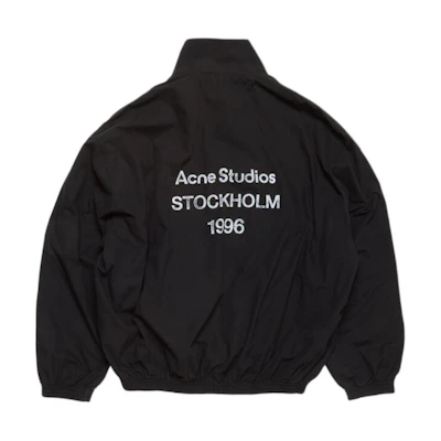 Acne Studios FW24 1996 Washed Black Logo Zip Jacket Unisex Relaxed Fit. B90791-900