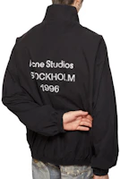 Shop Acne Studios FW24 1996 復古黑色拉鏈Logo夾克 男女款寬鬆剪裁外套 B90791-900