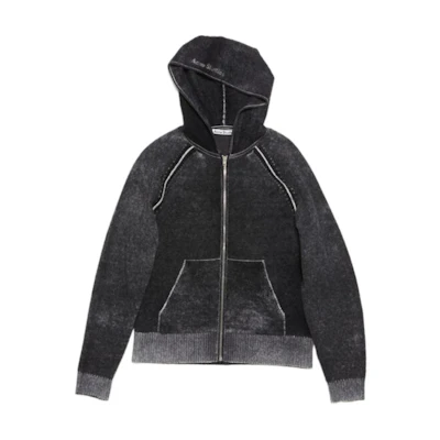 Acne Studios FW24 Black Zip-Up Hoodie Sweater Casual Minimalist Style. B60330-900