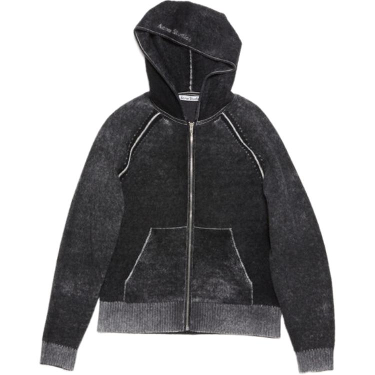 Order Acne Studios FW24黑色拉链连帽卫衣简约休闲风格. B60330-900
