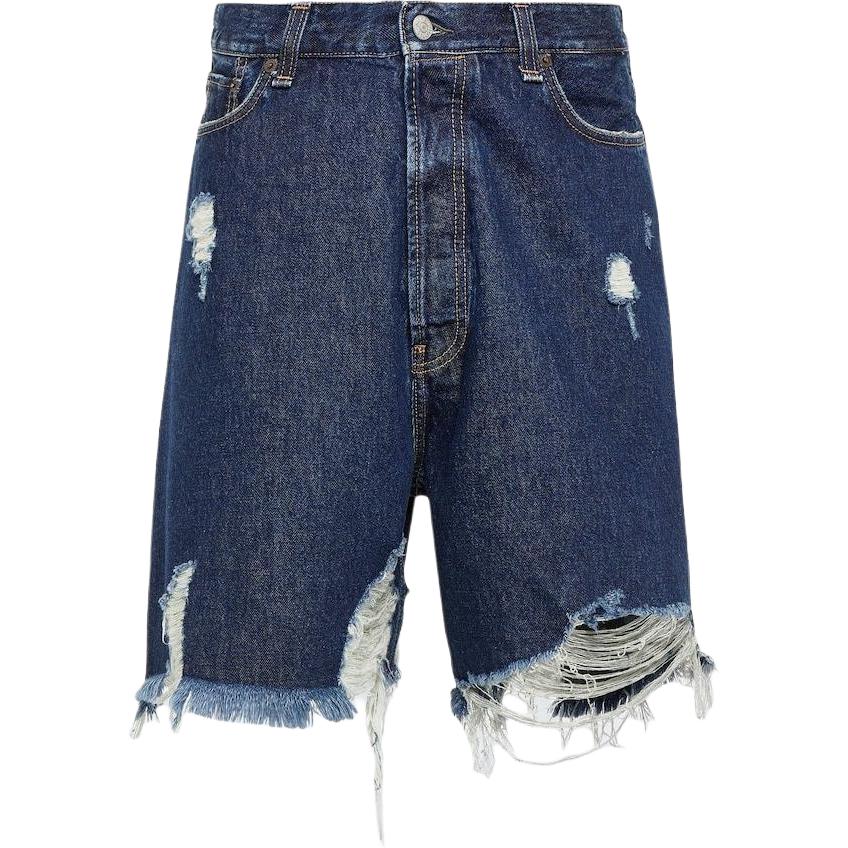 Acne Studios FW24  Blue Washed Relaxed Mid-Rise Denim Shorts. BE0158-AUZ