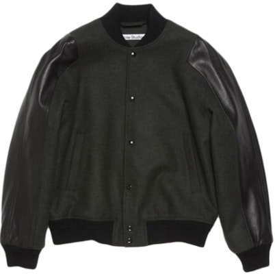 Acne Studios FW24 Dark Grey Single-Breasted Baseball Collar Jacket. B90771-AFK Buy Acne Studios FW24 Dark Grey Single-Breasted Baseball Collar Jacket. B90771-AFK