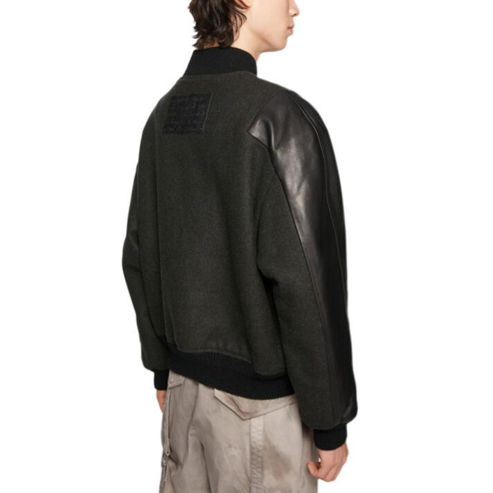 Shop Acne Studios FW24  Dark Grey Single-Breasted Baseball Collar Jacket. B90771-AFK