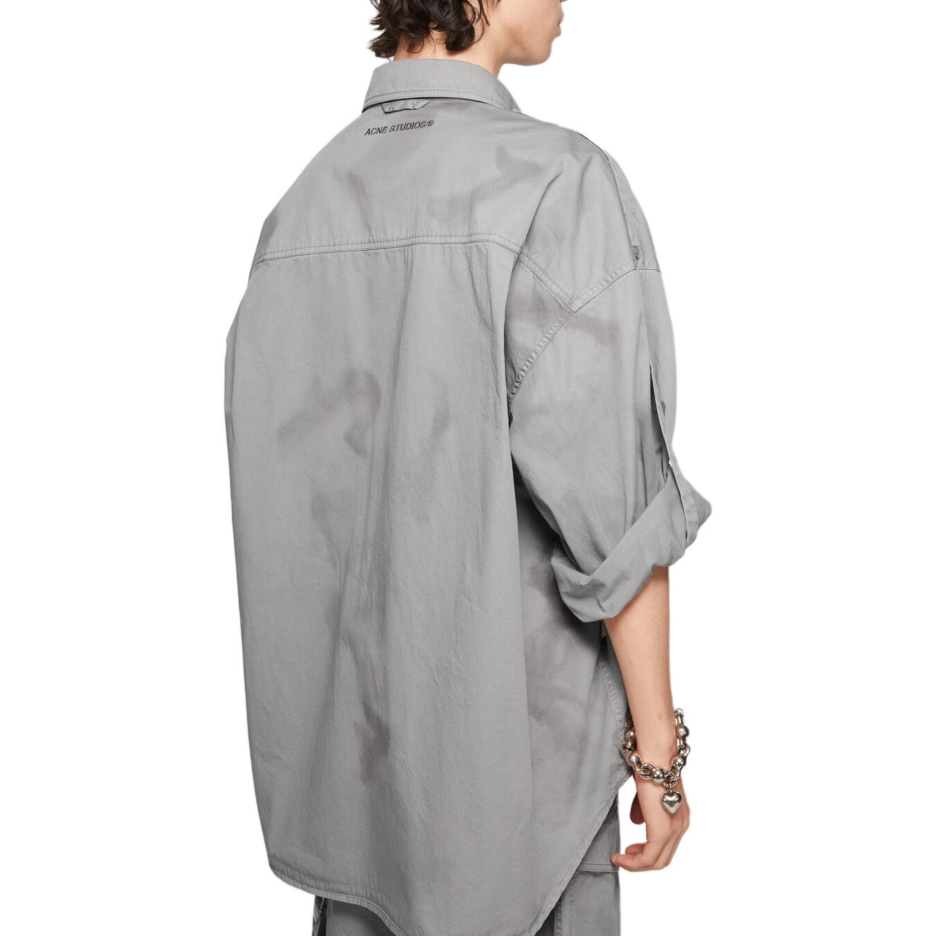 Shop Acne Studios FW24 Kemeja Lengan Panjang Kelabu Kasual Minimalis. BB0603-DLH