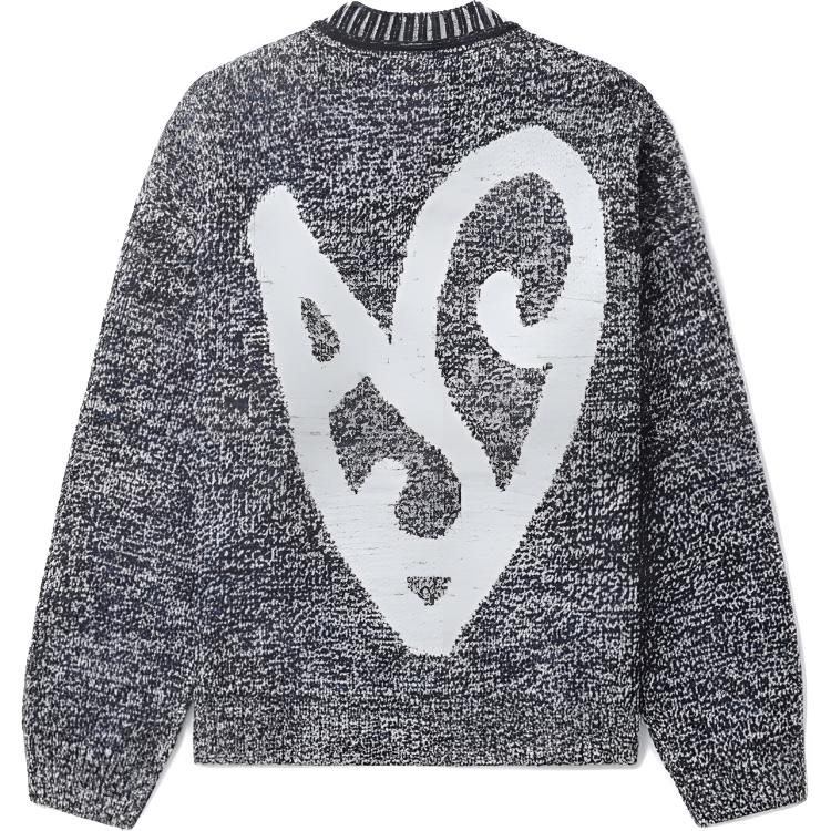 Acne Studios FW24  Heart Jacquard Crewneck Sweater - Black/Blue. B60344-DQS