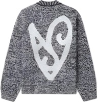 Acne Studios FW24 Heart Jacquard Crewneck Sweater - Black/Blue. B60344-DQS Acne Studios FW24 Heart Jacquard Crewneck Sweater - Black/Blue. B60344-DQS