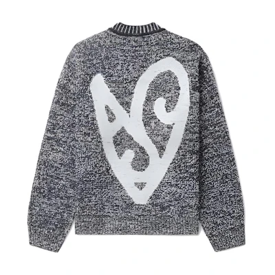 Acne Studios FW24 Heart Jacquard Crewneck Sweater - Black/Blue. B60344-DQS