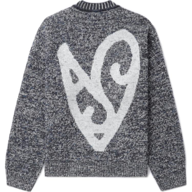 Order Acne Studios FW24 心形提花圓領毛衣 - 黑/藍 B60344-DQS