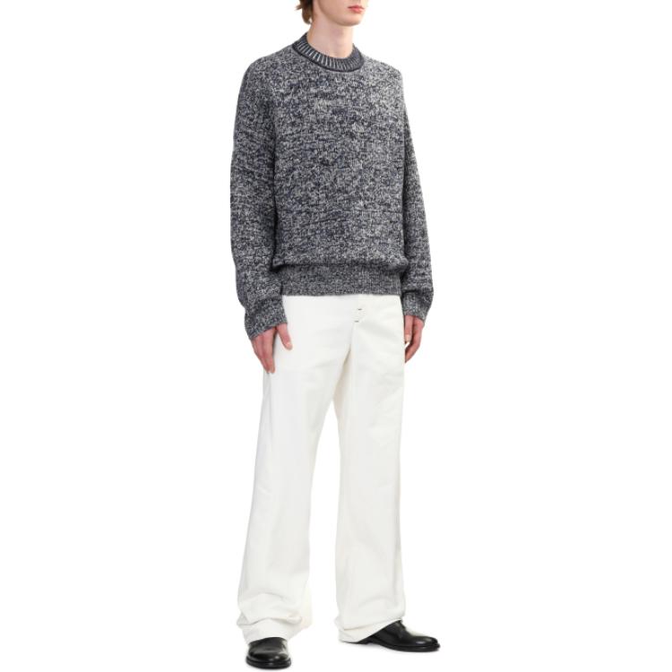 Shop Acne Studios FW24 心形提花圓領毛衣 - 黑/藍 B60344-DQS