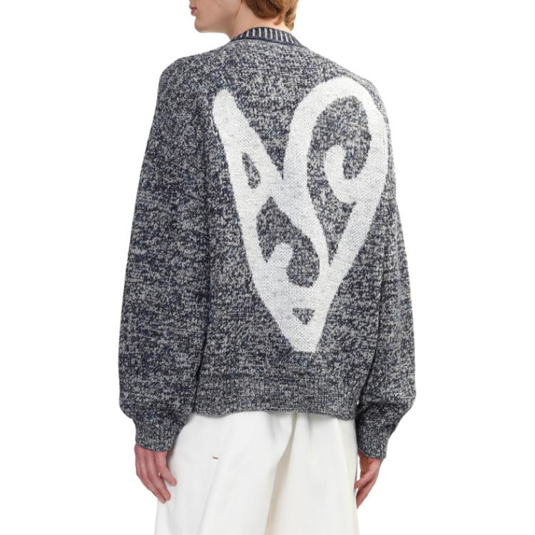 Details for Acne Studios FW24 心形提花圓領毛衣 - 黑/藍 B60344-DQS