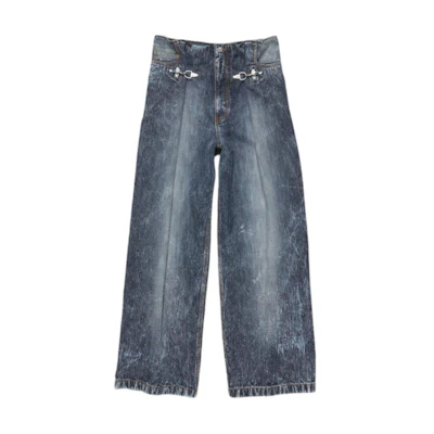 Acne Studios FW24 Mid-Rise Loose Fit Logo Patch Gray Denim Jeans. BK0619-AA7