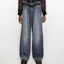 Lookbook Acne Studios FW24 Jeans Denim Abu-Abu Loose Fit Logo Patch Mid-Rise. BK0619-AA7