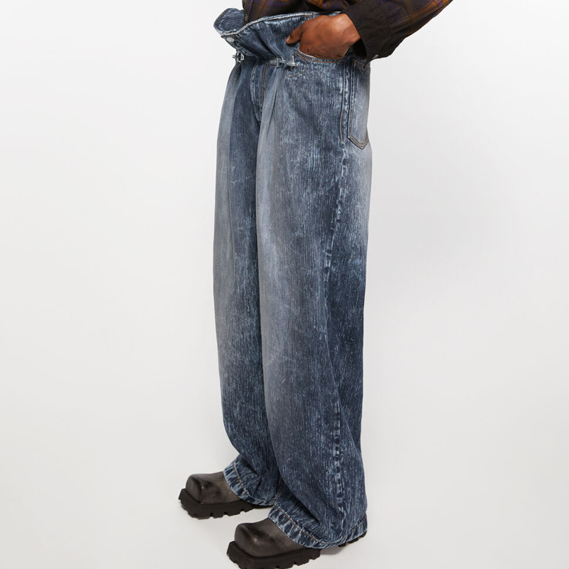 Purchase Acne Studios FW24 Jeans Denim Abu-Abu Loose Fit Logo Patch Mid-Rise. BK0619-AA7