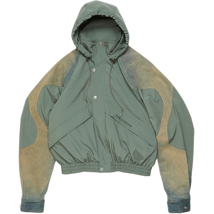 Acne Studios FW24  Olive Green Raglan Zip Hoodie Jacket. B90782-AB7