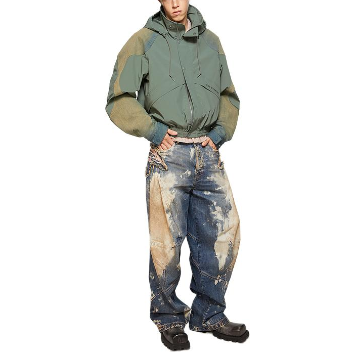 Lookbook Acne Studios FW24 橄欖綠拉鏈連帽外套. B90782-AB7