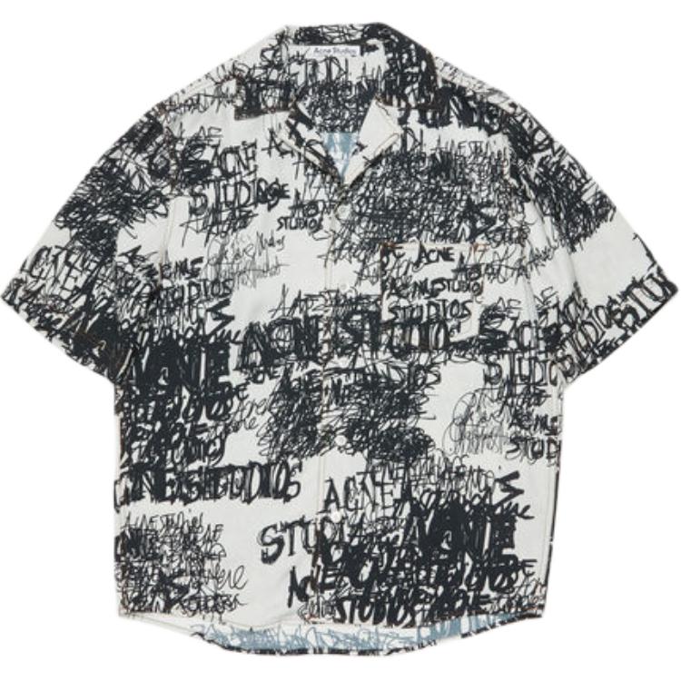 Order Acne Studios FW24  Relaxed Short Sleeve Pocket Shirt Light Grey/Black. BB0600-DN5