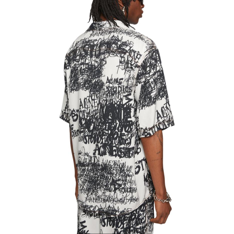 Shop Acne Studios FW24  Relaxed Short Sleeve Pocket Shirt Light Grey/Black. BB0600-DN5