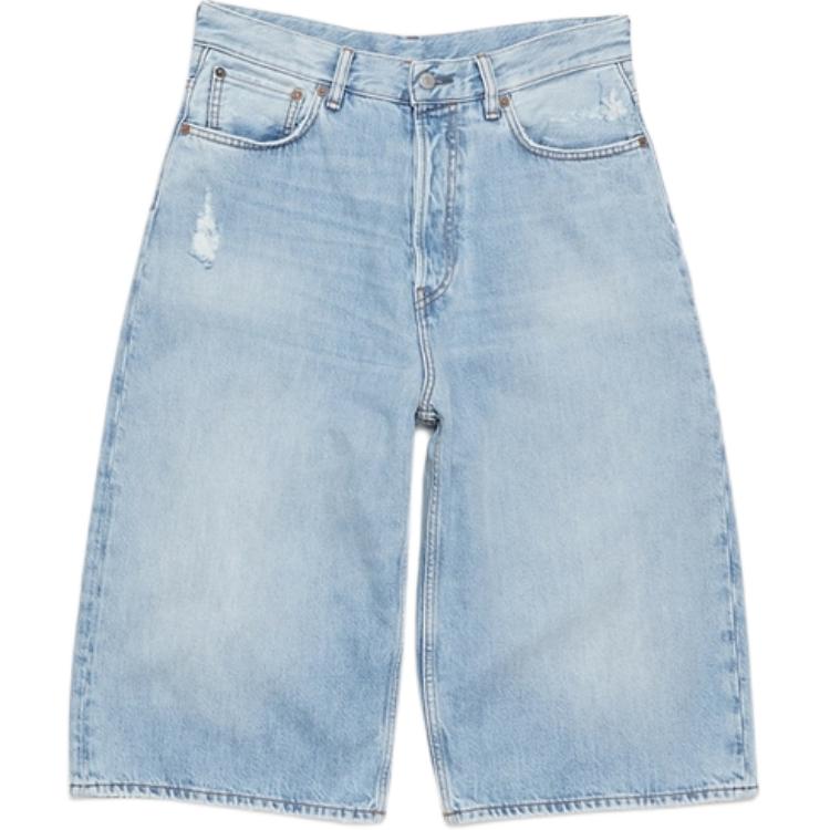 Order Acne Studios FW24  Straight-Leg Denim Shorts Light Blue. BE0162-228