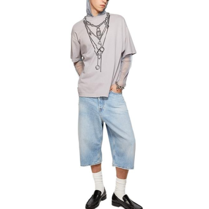 Purchase Acne Studios FW24  Straight-Leg Denim Shorts Light Blue. BE0162-228