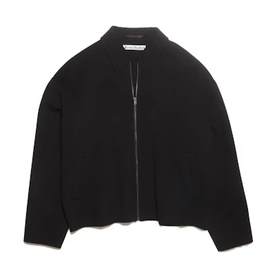 Acne Studios FW24 Wool Zip-Up Jacket Black Classic Design Long Sleeve. B90699-900