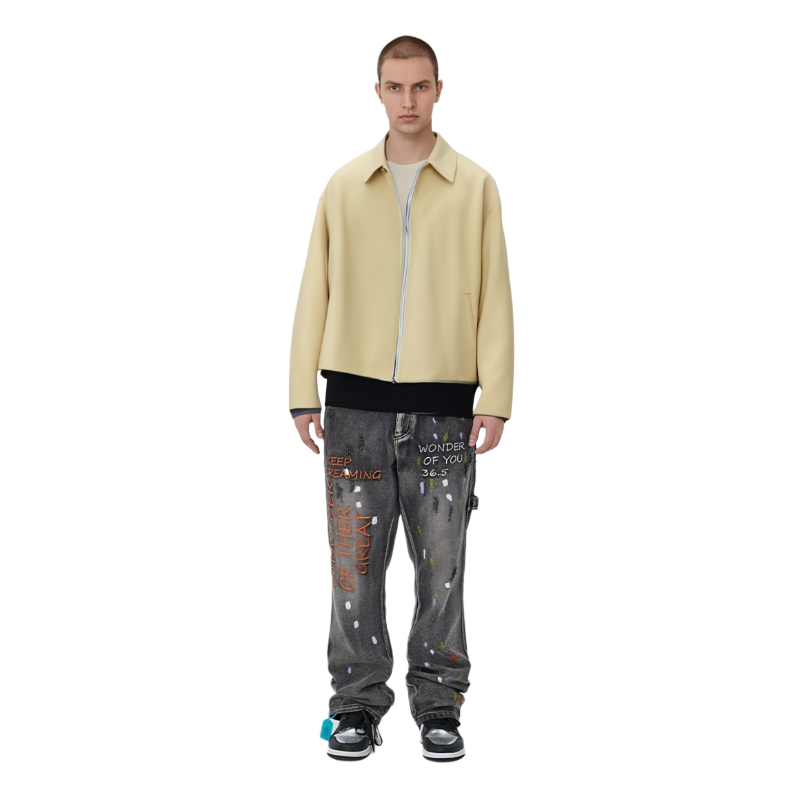 Sizing Acne Studios FW24 Chaqueta de Lana con Cremallera Beige Avena B90699-AE6