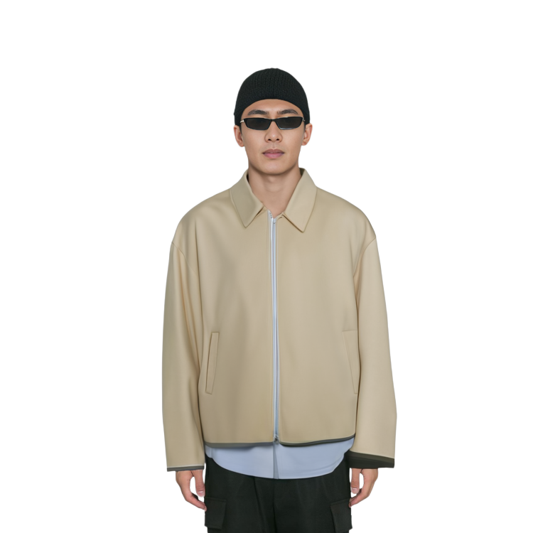 Cheap Acne Studios FW24 Chaqueta de Lana con Cremallera Beige Avena B90699-AE6